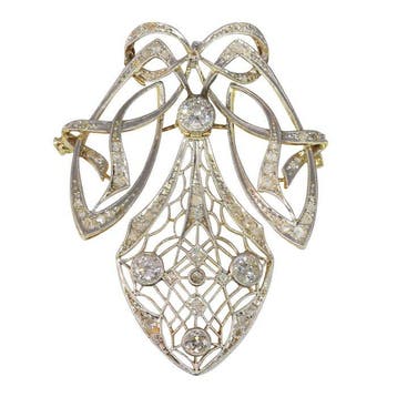 Hanger - 18 karaat Geel goud, Platina - 1.00ct. tw. Diamant
