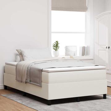 vidaXL Platform bedframe Crème 120 x 200 cm Katoen Stof, Verzenden, Nieuw, Twijfelaar, Crème