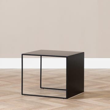 50% Korting: Bijzettafel Lucia metaal zwart 34 cm hoog, Ophalen, Zo goed als nieuw, Rechthoekig, Industrieel, Scandinavisch, Modern