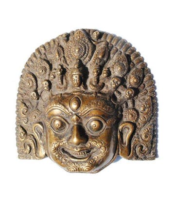 Wandmasker Altaar bronzenlegering Bhairav Mahakala met, Antiek en Kunst, Kunst | Niet-Westerse kunst