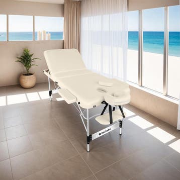 3 zones massagetafel Phuket, draagtas, aluminiumframe - beig, Sport en Fitness, Verzenden, Nieuw