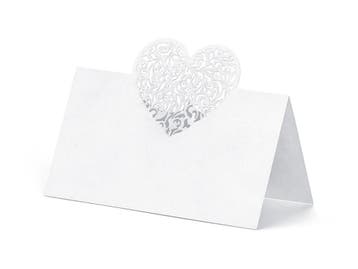 Bruiloft Naamkaartjes Hart Wit (10st), Ophalen of Verzenden, Nieuw