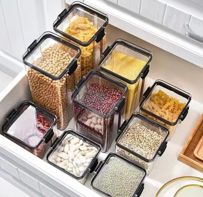 Stapelbare voorraadpotten set 460–1800 ml – luchtdicht, Huis en Inrichting, Keuken | Keukenelementen, Nieuw, Verzenden