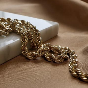 Gouden gedraaide schakelcollier (Ketting), Ophalen of Verzenden, Gebruikt, Goud, Goud