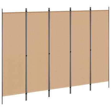 vidaXL 5-Panel Room Divider Beige 250 x 180 cm Stof, Verzenden, Nieuw