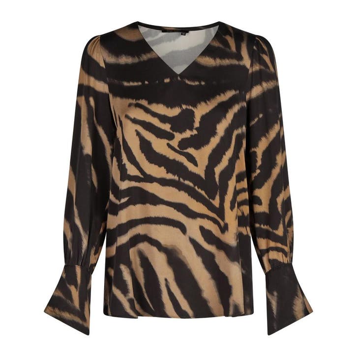 Marc Aurel • zwart bruine blouse • 36, Kleding | Dames, Tops, Bruin, Nieuw, Maat 36 (S), Verzenden