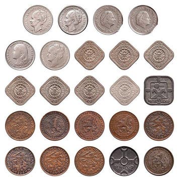 Nederland. 24 munten Wilhelmina en Juliana 1897-1973 (Zonder