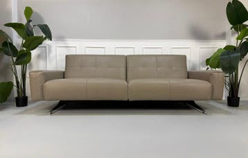Rolf Benz 50 Leder Taupe Grijs Bank Hoekbank, Tweepersoons, Leer, Ophalen of Verzenden, Zo goed als nieuw
