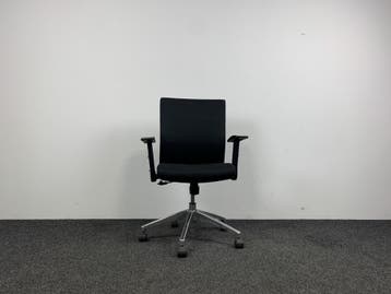 Bureaustoel Zwart - Chroom Onderstel, Ophalen of Verzenden, Ergonomisch, Gebruikt, Bureaustoel