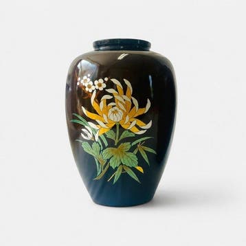 Japans Takaoka kunstmetaal bloemvaas – Chrysanthemum & Four