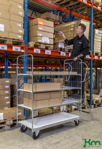 Kongamek etagewagen met 4 verstelbare schappen, lvm. 300 kg, Verzenden