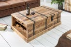 Massief houten salontafel BODEGA 100cm mangohouten, Ophalen of Verzenden, Nieuw