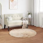 vidaXL Tapijt van imitatie TAFALLA Beige Ø 120 cm Polyester, Huis en Inrichting, Stoffering | Tapijten en Kleden, Verzenden, Nieuw