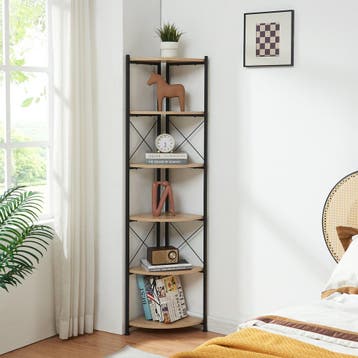 [en.casa] Plantenstandaard Ulfborg 160x30x30 cm houtkleurig, Tuin en Terras, Bloempotten, Verzenden, Nieuw