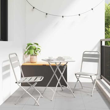 vidaXL Bistroset 3 st Beige Staal, Verzenden, Nieuw, Rvs, 3 zitplaatsen