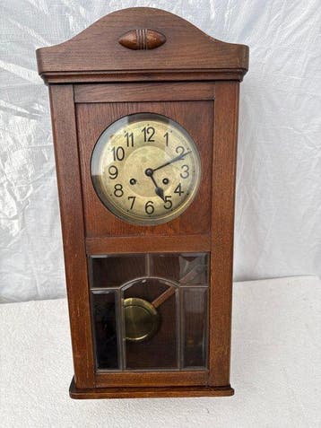 Klok - Art Deco Hout, Glas - 1910-1920, Antiek en Kunst