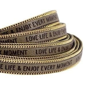 20 cm Quote imi leer 10mm met schakelketting goud - Love..., Ophalen of Verzenden, Nieuw, Draad