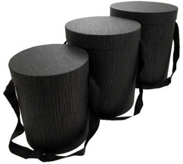 Bloemendoos set van 3 luxe rond zwart met hengsel flowerbox, Ophalen of Verzenden, Nieuw