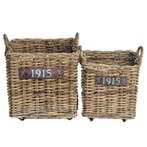 Haardmand Rotan grijs met wielen set van 2, Ophalen of Verzenden, Nieuw