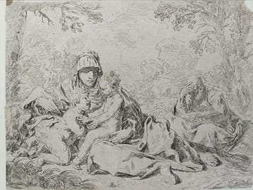 Simone Cantarini (1612-1648), da - Sacra Famiglia con San