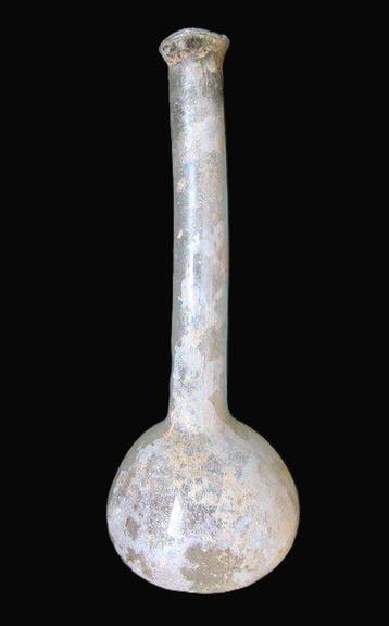 Oud-Romeins Glas Iriserend doorschijnend ungentarium, Antiek en Kunst