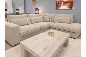 Hoekbank Ijsselstein-Express - velvet banken - Beige, Nieuw, 150 cm of meer, Stof, 250 tot 300 cm