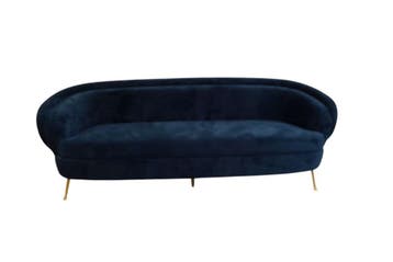 Design bank in donkerblauw velours – gebogen sofa in Italiaa, Huis en Inrichting, Banken | Bankstellen, Ophalen of Verzenden, Nieuw