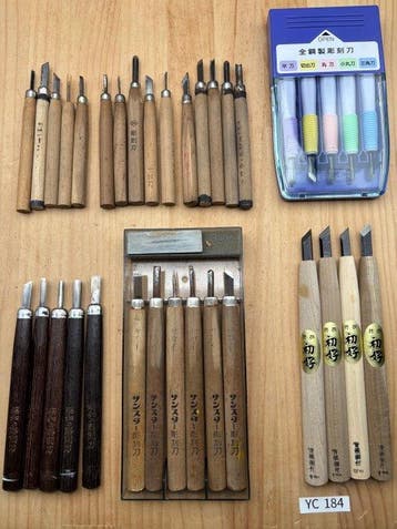 Snijwerk, Japanese Wood Carving knives YC184  wood, Antiek en Kunst