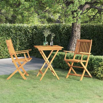 vidaXL 3-delige Tuinset inklapbaar massief acaciahout, Verzenden, Nieuw, Hardhout, Tuinset