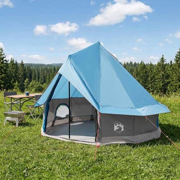 vidaXL Tipi Tent 4-persoons Blauw Polyester en staal, Verzenden, Nieuw, Tot en met 2