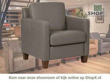 Leren fauteuil Smart - Toledo Smog (grijs) - Poten hout, Nieuw, Ophalen of Verzenden, Bohemian, Eigentijds, Modern, Retro, 50 tot 75 cm