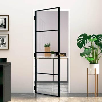 vidaXL Binnendeur 83x201,5 cm gehard glas en aluminium smal, Verzenden, Nieuw