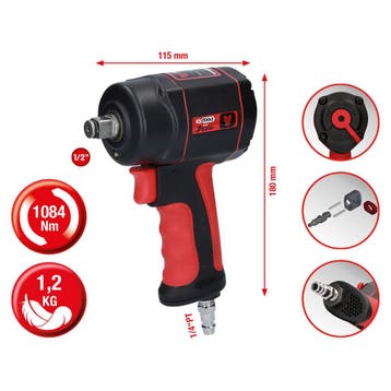 KS Tools 1/2 The MiniDEVIL Krachtige Slagmoersleutel 1084Nm, Verzenden, Nieuw