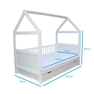 Huisbed Peuter 140x70cm | Vurenhout | OP=OP!, Nieuw, 70 tot 85 cm, Lattenbodem, 140 tot 160 cm