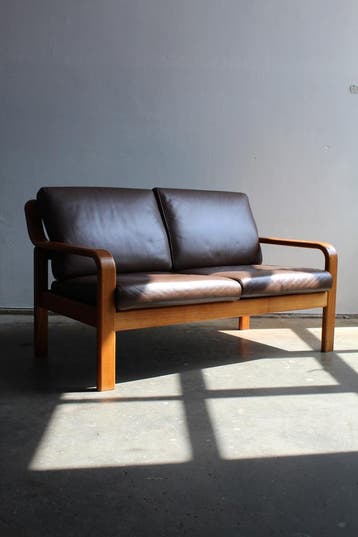 Mid century 2-zits bank L. Olsen en Søn Møbelfabrik, Gebruikt, Mid century, Tweepersoons, 75 tot 100 cm