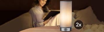 Tafellamp Poppy Set van 2 Grijs Dimbaar (Lampen, Interieur), Huis en Inrichting, Lampen | Hanglampen, Verzenden, Nieuw