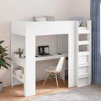vidaXL Loft Bedframe met Bureau Wit 90 x 200 cm Bewerkt hout, Verzenden, Nieuw, Wit, Hout