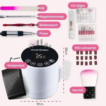 Elektrische Nagelvijl - Nagelfrees Complete Set 35000 RPM, Sieraden, Tassen en Uiterlijk, Verzenden, Zo goed als nieuw