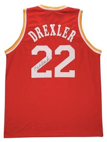 NBA - Clyde Drexler - Autograph - Rood gepersonaliseerd, Nieuw