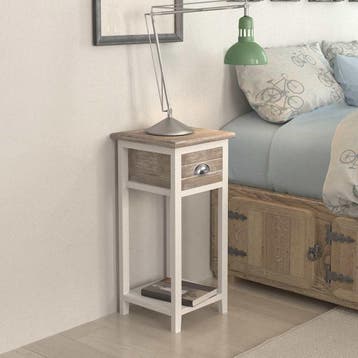 vidaXL Nachtkastje met 1 lade bruin en wit, Minder dan 45 cm, Verzenden, Nieuw, 55 tot 70 cm