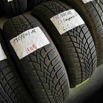 2 x Dunlop 195-60-16 Winterbanden 6,5mm, Gebruikt, 16 inch, Band(en), Personenwagen