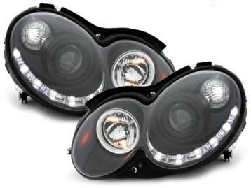 DRL-look Koplampen Mercedes Benz CLK W209 03-08 zwart, Ophalen of Verzenden, Nieuw