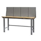 Werkbank grijs 200 cm met hardhouten blad en grijs, Ophalen of Verzenden, Nieuw