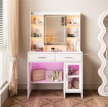 Kaptafel met LED Spiegel, Lades en USB-Oplaadpoort, Huis en Inrichting, Verzenden, Nieuw