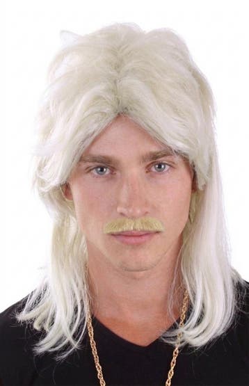 Mullet Pruik Licht Blond Matje New Kids 80s Rocker Redneck, Ophalen of Verzenden, Nieuw, Overige maten, Carnaval
