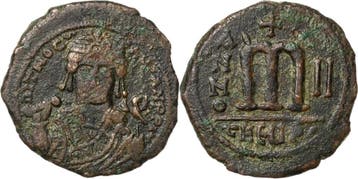 40 Nummi 583/584 (= Jahr 2), Mauricius Tiberius 582-602, Verzenden