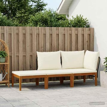 vidaXL 3 st Massief acaciahout & touw Naturel, Verzenden, Nieuw, 3 zitplaatsen