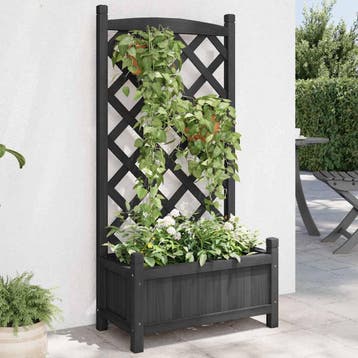vidaXL Plantenbak met latwerk 55x29,5x110 cm massief, Verzenden, Nieuw, Hout, 60 cm of meer