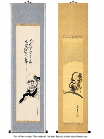 Kavel van twee Japanse zen-scrolls: Chokugendo kalligrafie