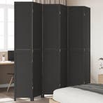 vidaXL Kamerscherm met 6 panelen massief paulowniahout zwart, Huis en Inrichting, Woonaccessoires | Kamerschermen, Verzenden, Nieuw